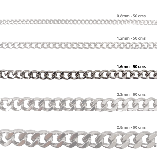Cadena Acero inoxidable CUBANA 1.6 - 50CM PLATEADO