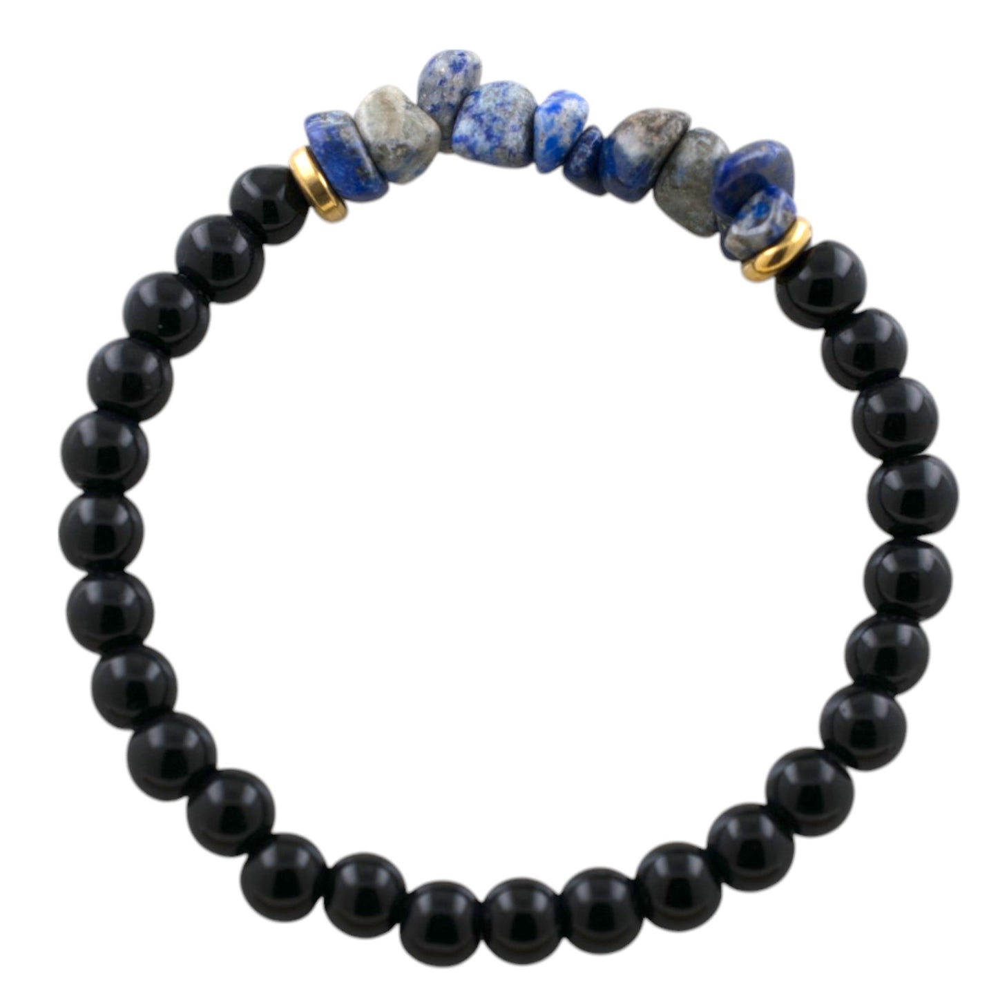 Pulsera Mineral Obsidiana Chips Lalislazuli REF. 4