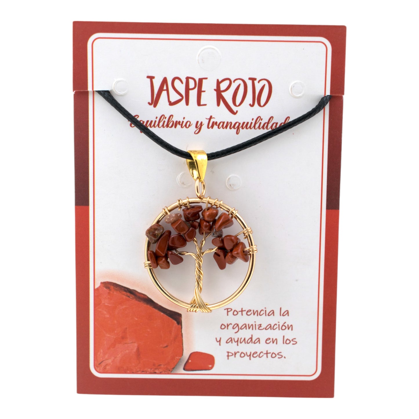 Colgante Árbol de la Vida Jaspe Rojo Dorado REF 4
