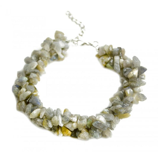 Pulsera Chip Triple Minerales Labradorita