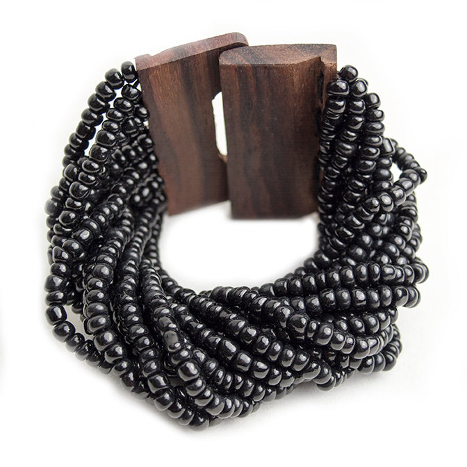 Pulsera Beads Madera Pq. Negra