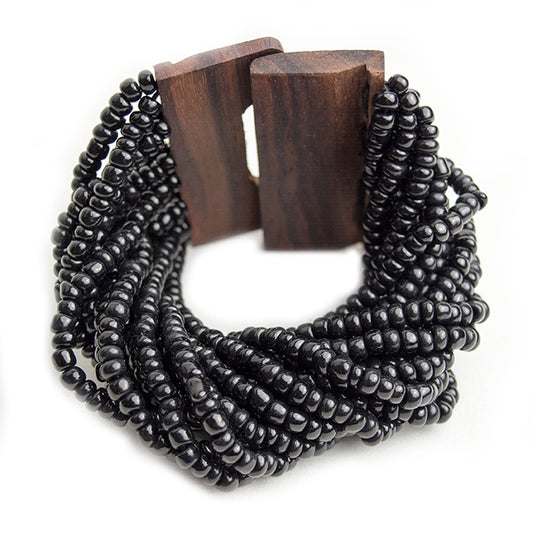 Pulsera Beads Madera Pq. Negra