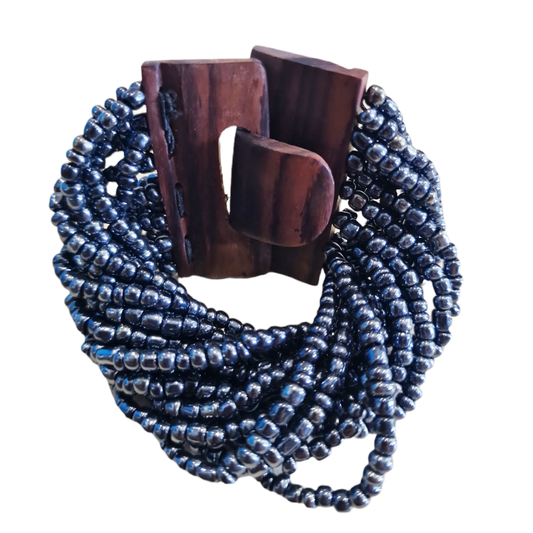 Pulsera Beads Madera Gris