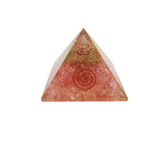 PIRAMIDE ORGONITA 75 MM CUARZO ROSA