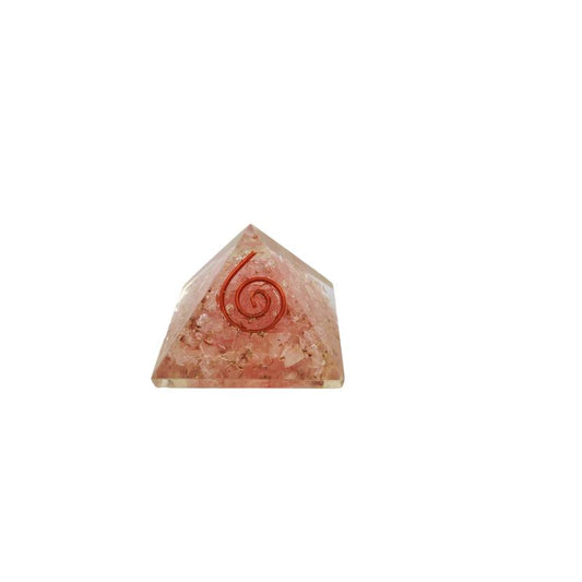 PIRAMIDE ORGONITA MINI 25 MM CUARZO ROSA