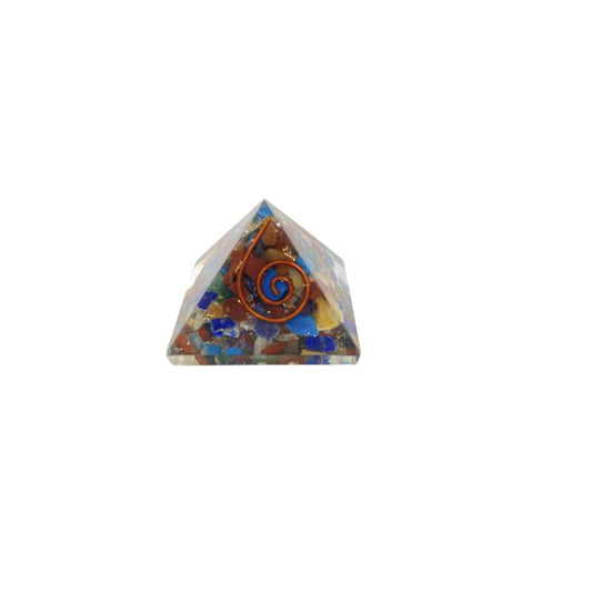PIRAMIDE ORGONITA MINI 25 MM CHAKRAS