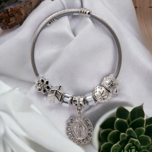 PULSERA AJUSTABLE CON DIJES ACERO SAN BENITO REF.4