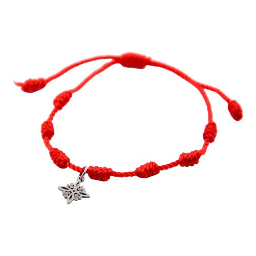 Pulsera 7 nudos roja Nudo Bruja Plateado E5797-2