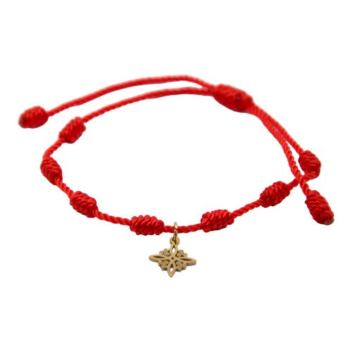 Pulsera 7 nudos roja Nudo Bruja Dorado E5797-6