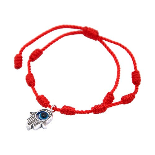 Pulsera 7 nudos roja Mano Fátima Ojo E5797-3