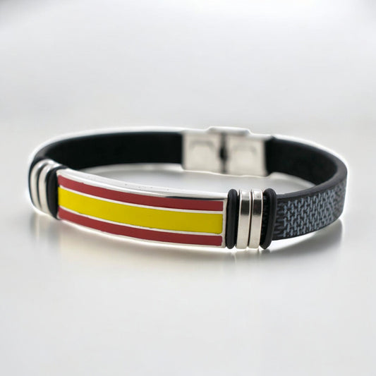 Pulsera acero polipiel Hombre Bandera España 66