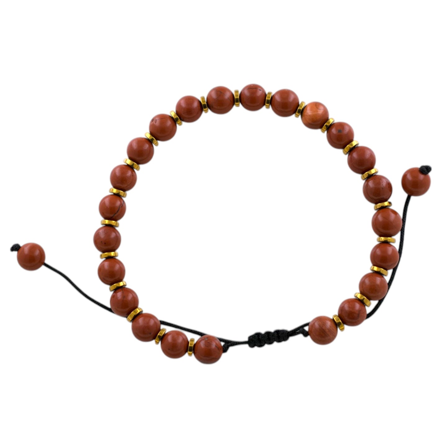 Pulsera ajustable Jaspe Rojo 6MM acero dorado REF6