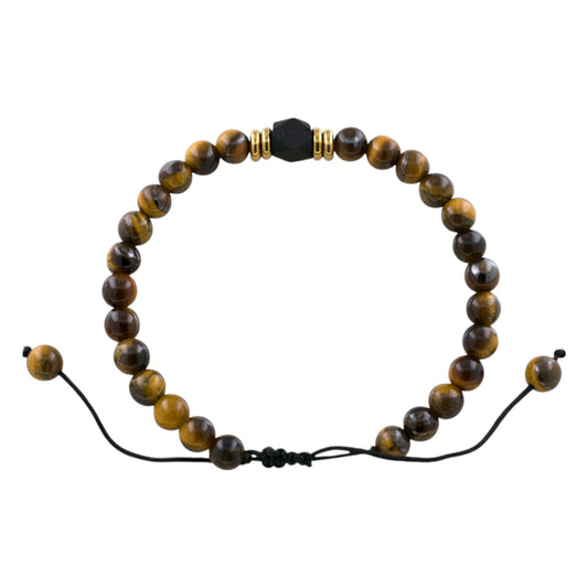 Pulsera ajustable Ojo de Tigre con Azabache REF. 6