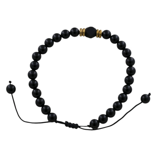 Pulsera ajustable Obsidiana con Azabache REF. 6